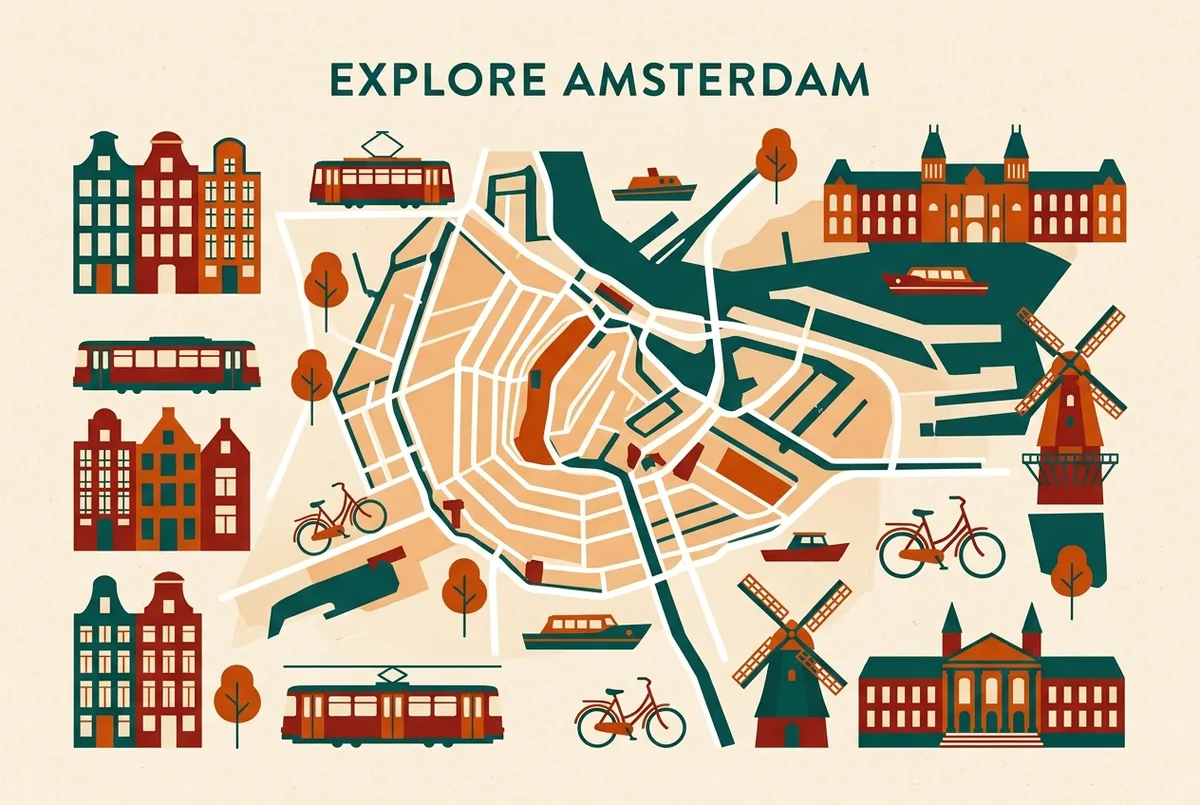 carte simplifiee avec icones generiques indiquant les zones touristiques centrales et les points de vigilance pour la securite a copenhague