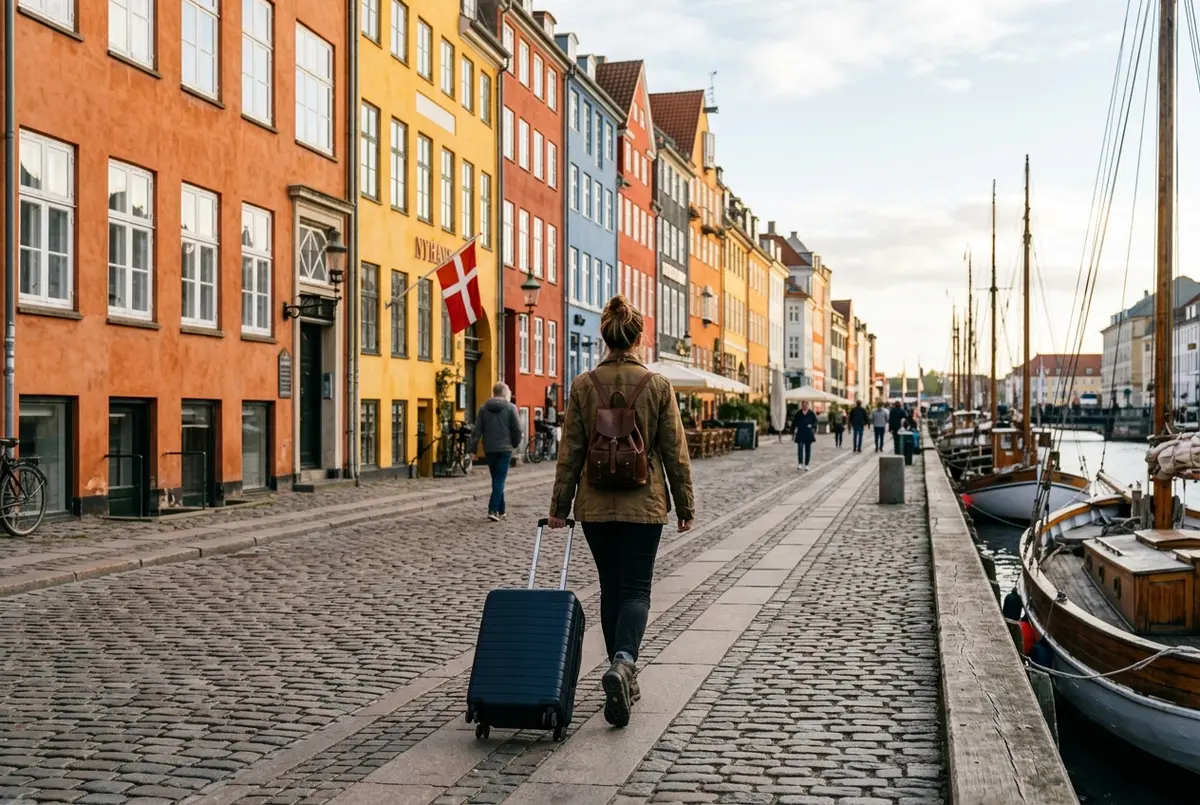 facade d'un petit hotel avec des velos gares devant dans une rue paisible du quartier de vesterbro a copenhague en fin de journee