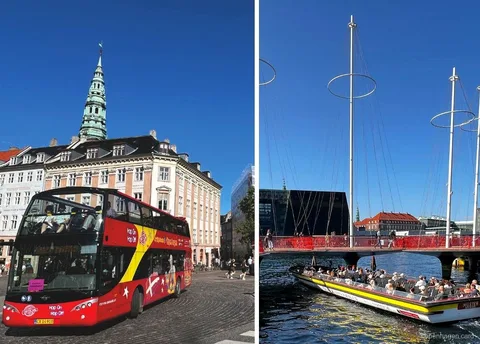 Kombination af sightseeingbus og kanalrundfart med bus- og bådbilletten til København